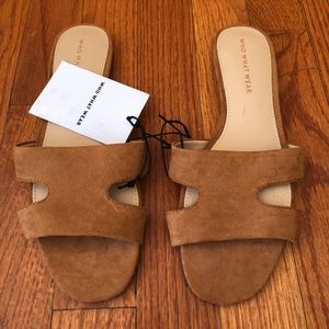 Who What Wear Brown Suede Slide Sandals